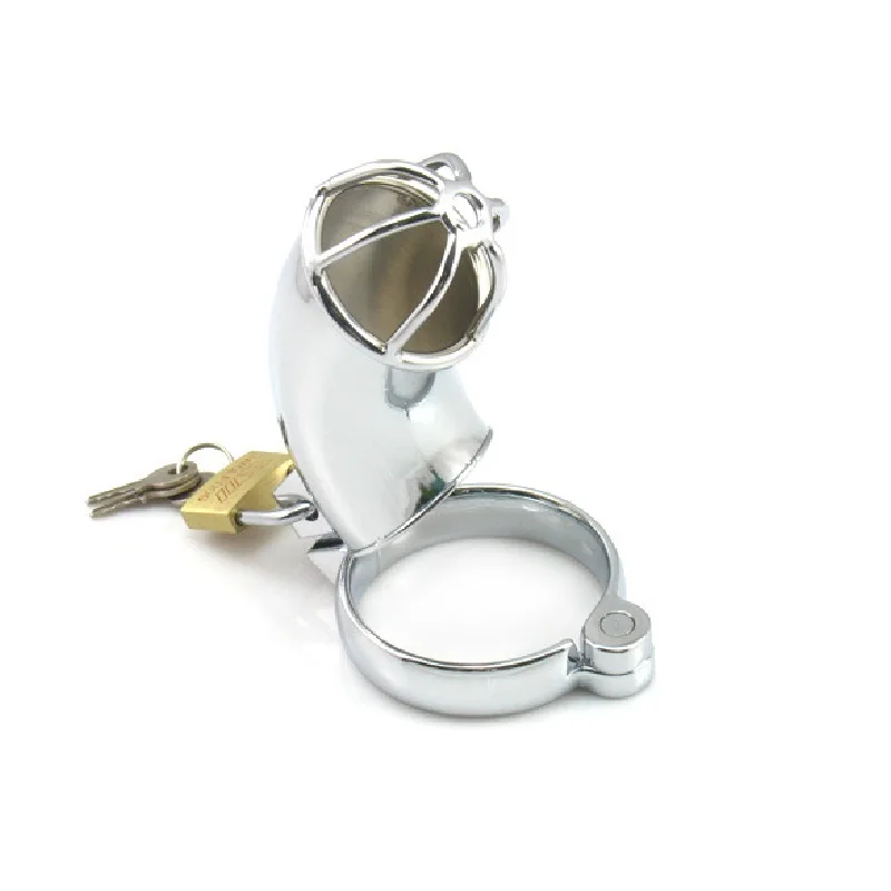 metal male chastity device with anal cock ring lock cage sex products for male