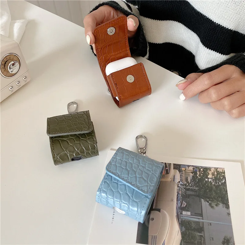 Чехлы из искусственной кожи для Airpods 1/2 портативная модная сумка с крючком противоударный чехол беспроводных наушников оптовая продажа