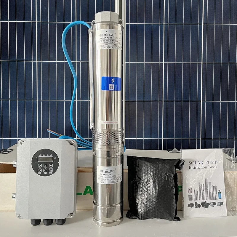 Custom Handuro 3inch 35m plastic impeller pump Solar Power Submersible Borehole Water Pump Deep Well pump