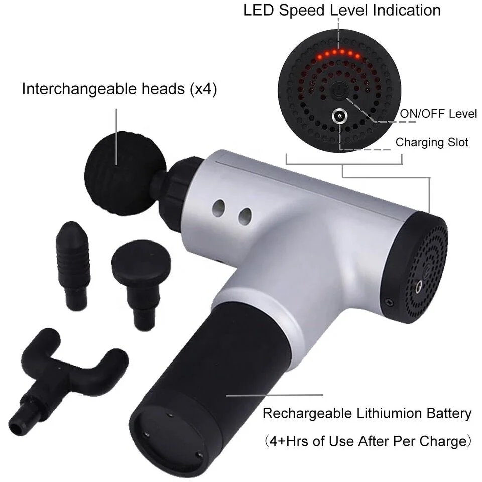 Muscl Massage Gun KH-320 Handheld Deep Tissue Vibration Massage Gun Rechargeable Device with 4 Massage Head 6 Speeds