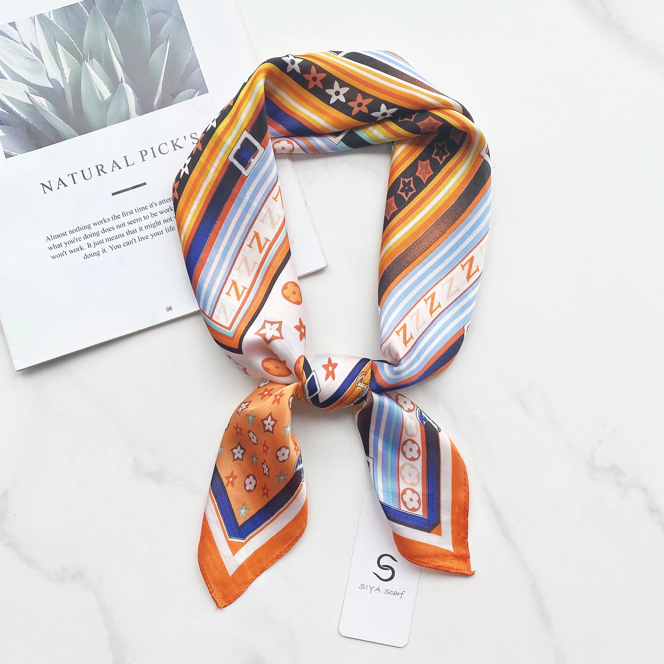 2023 Wholesale Women Scarf Wrap Handkerchief Bandanas Soft foulard hijab Satin 70*70cm Silk Square Scarf For Women