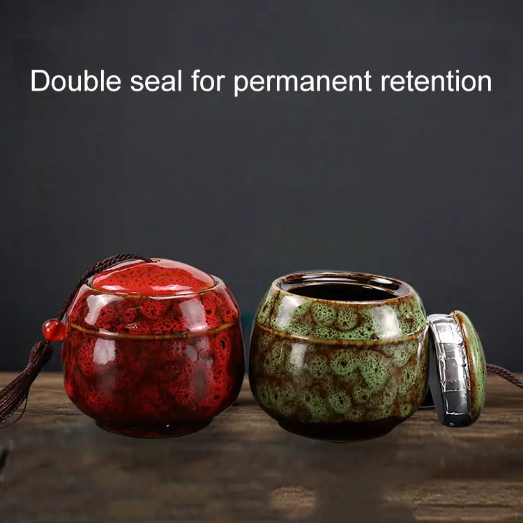 New designed handmade ceramic white dog urns custom shaped round pet ash urn