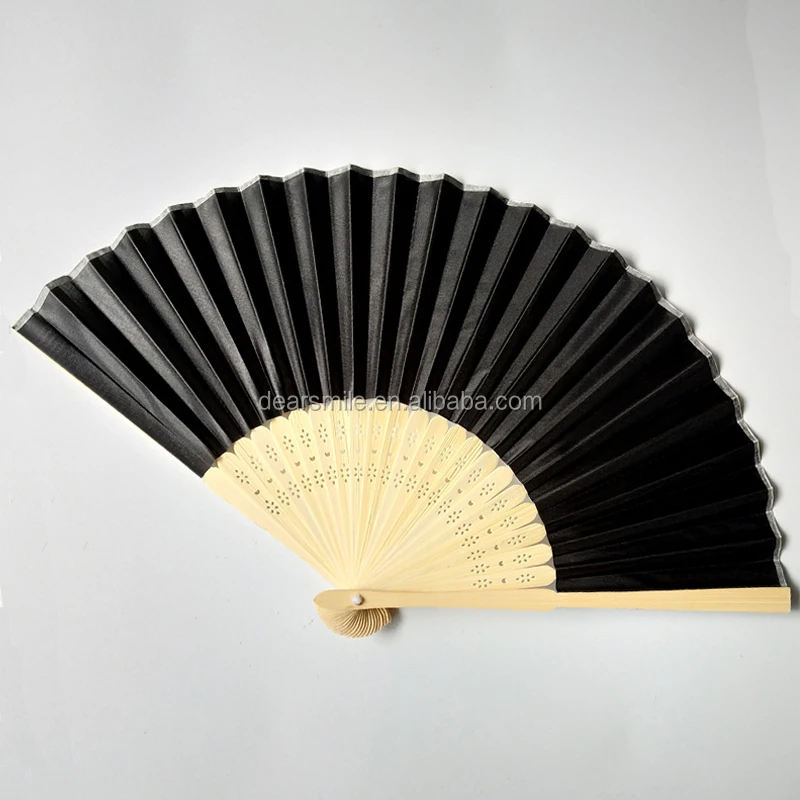 2024 Classical promotional hand held fans black custom folding fans