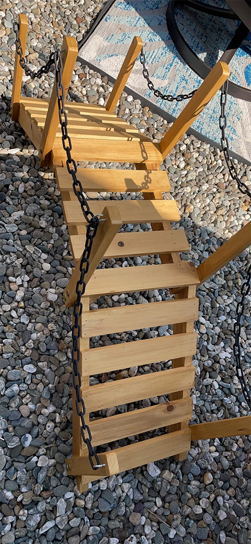 Garden Bridge Wooden Arc Bridge for Outdoors Safety Railings Stained Finished Wood Decorative Backyard Cream Farm