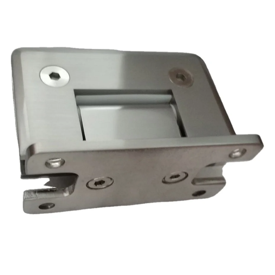 Frameless Brush nickel brass  standard glass  shower door  hinge  A016H Pinnacle 037 Series with Wall Mount H Back Plate