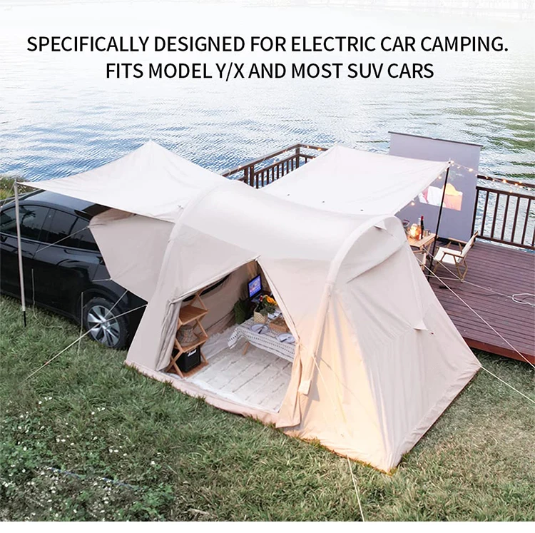 Qibu 4-6 Person Universal Suv Camping Tent Car Tailgate Sun Shelter Canopy Folding Extension Space Leisure Cozy Car Rear Tent