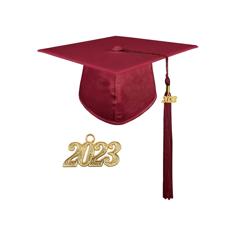 Maroon color children graduation gown and cap for kid