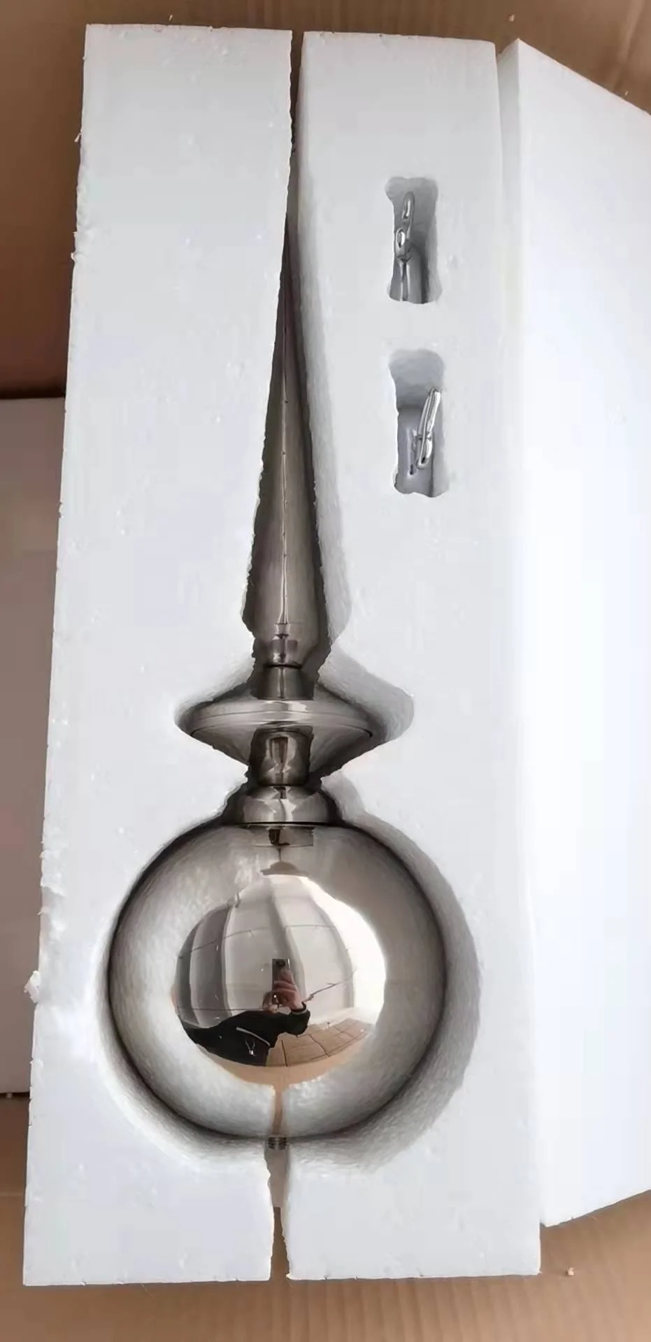 Custom 2.6m 3m stainless steel flagpole mirror polished straight office indoor free standing base gold silver flag pole