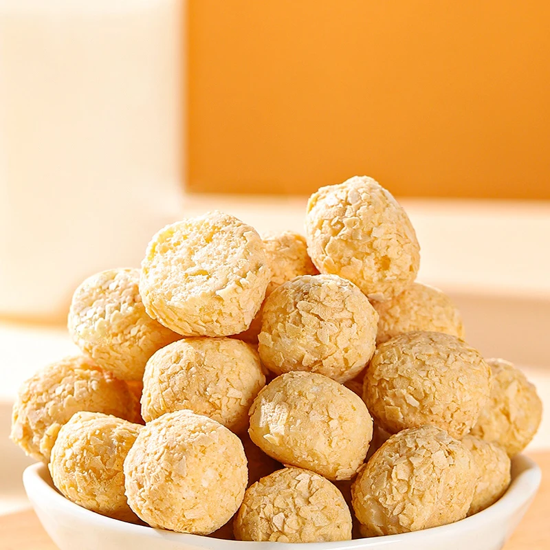 New Arrival Delicious Milk Flavor Chinese Crispy Oatmeal Balls Rice Snack Fried Inflated Grain Cracker Ball Healthy Oat Snacks