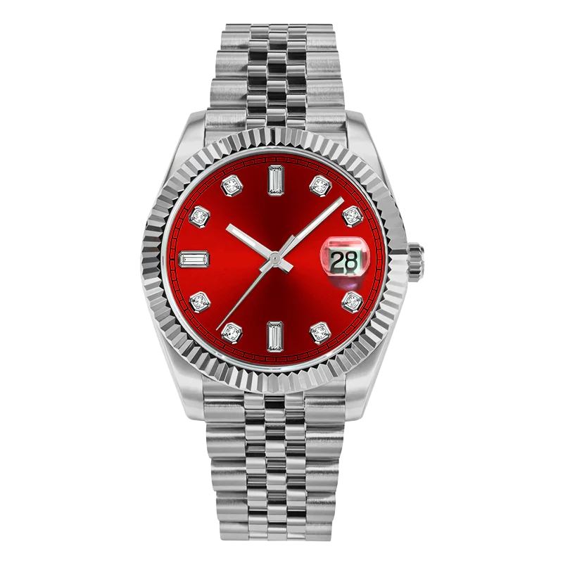 Luminous Water Proof Date Day Crystal Mens Automatic Self Wind Custom Watch Unique Relojes