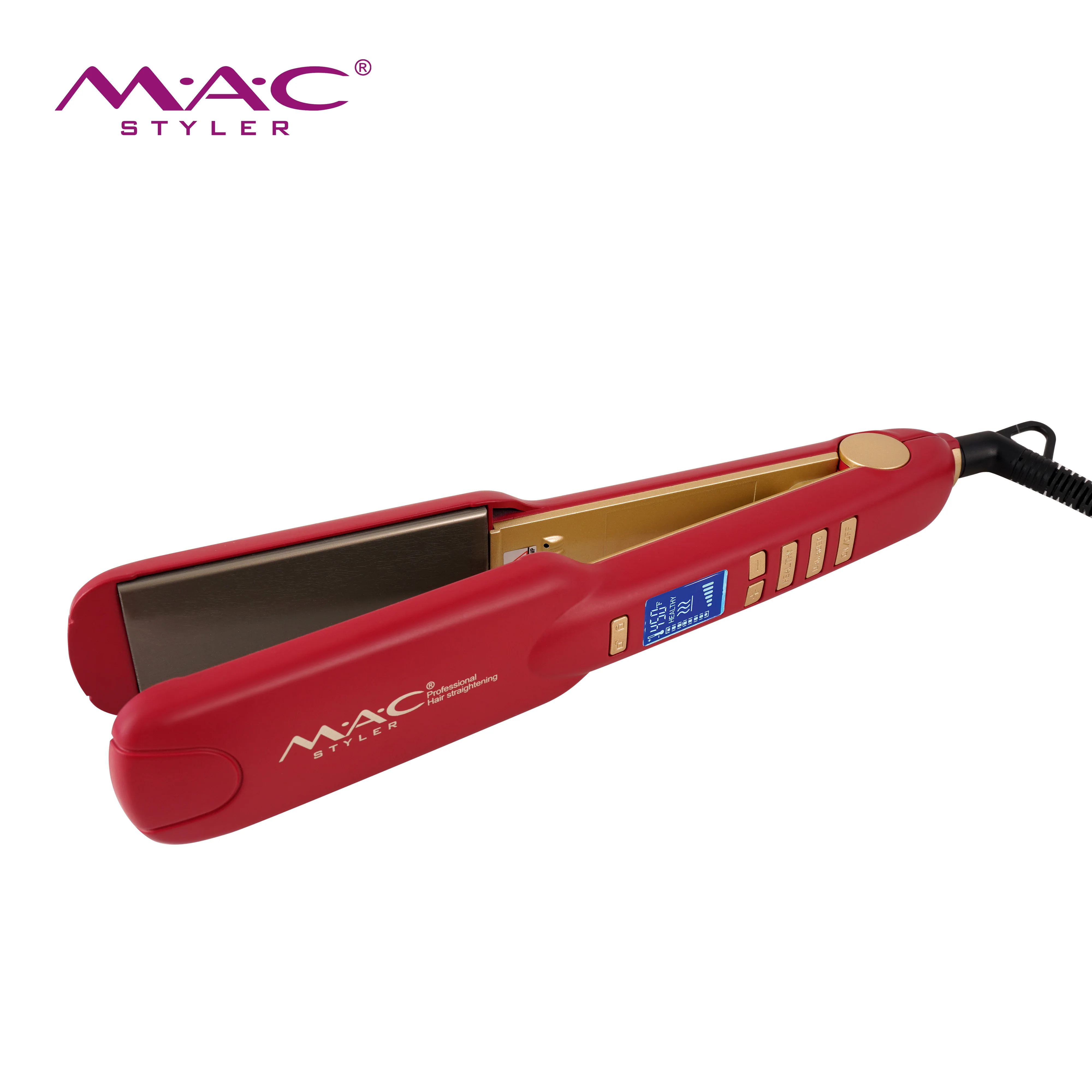 480F Planchas De Cabello Profesional  Titanium Mch Hair Irons  Lcd Wide Plate Hair Straightener Wholesale Flat Iron