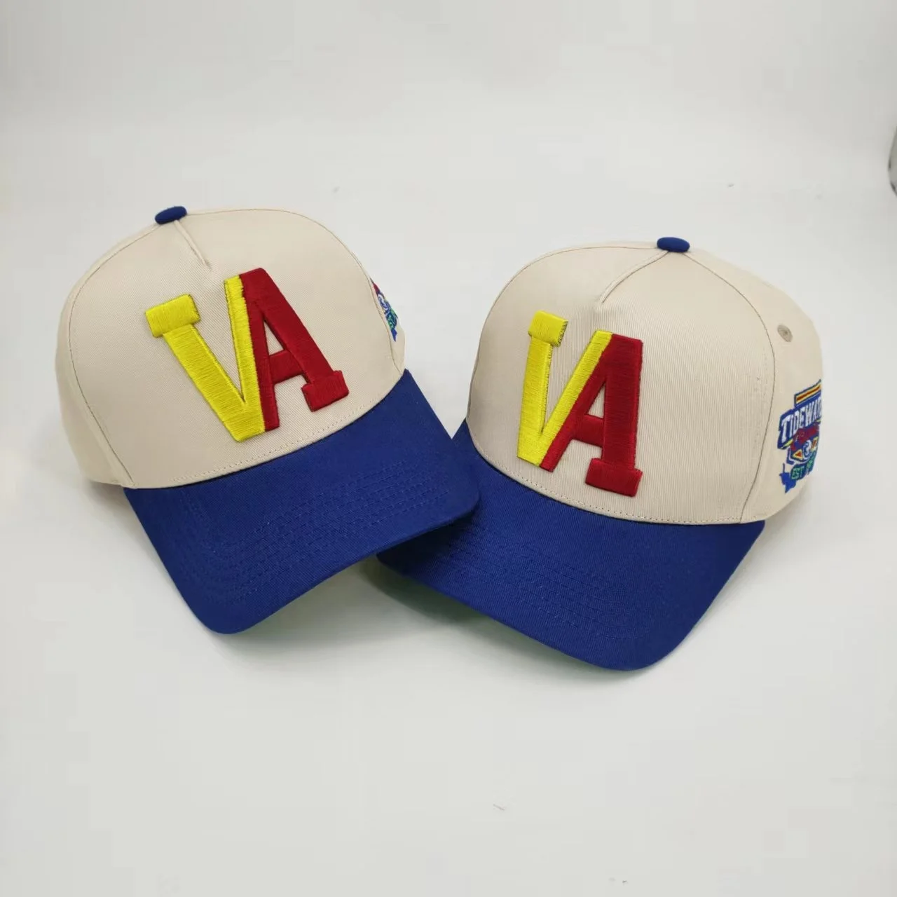 Manufacturer High Quality 3D Embroidery Two Tone Custom Logo Hat Personalized Suede UV Logo On Side 5-Panel Cotton Baseball Caps
