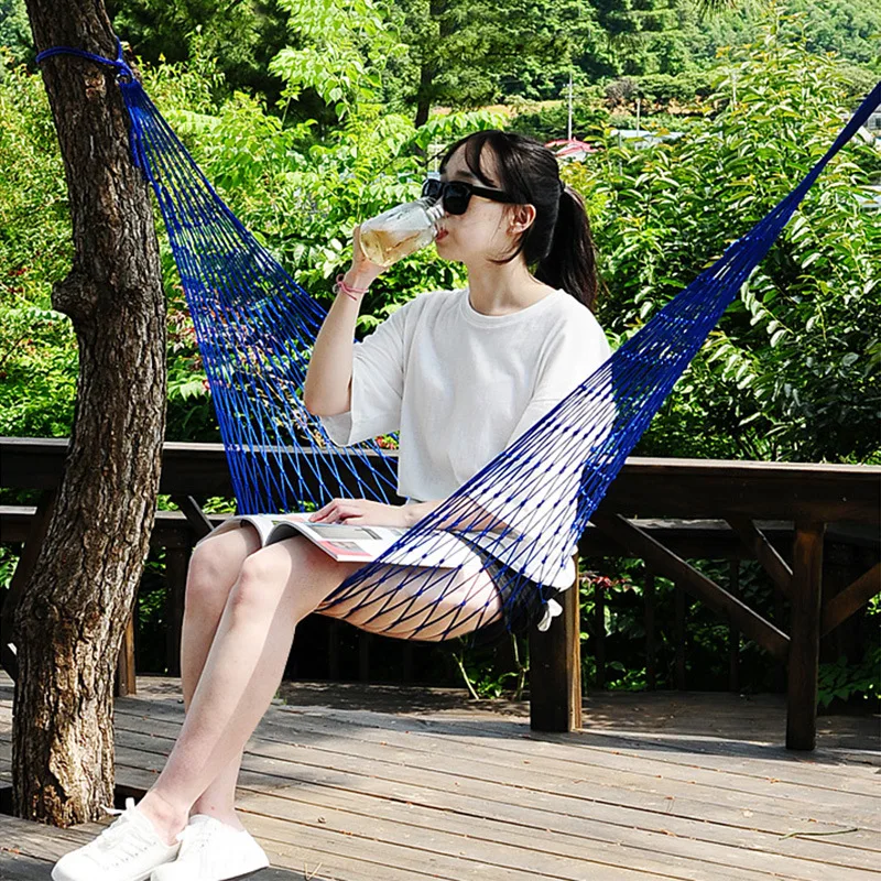 Durable Nylon Net Mesh Rope Hammock Portable Woven Camping Hammock For Outdoor Camping Garden Sleeping Hanging