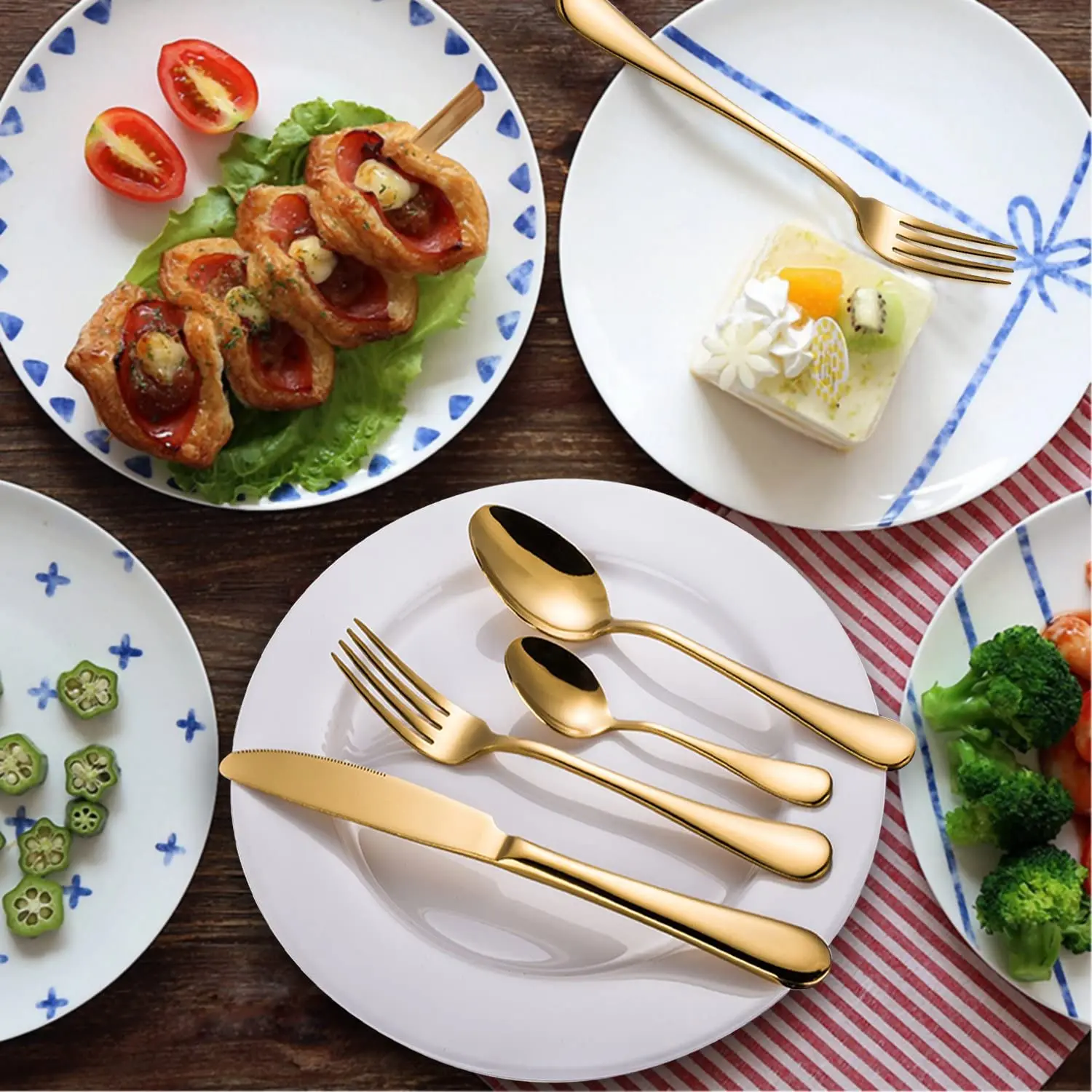 Sale Luxury Gold Restaurant Stainless Steel Cutlery 24pcs Set With Case