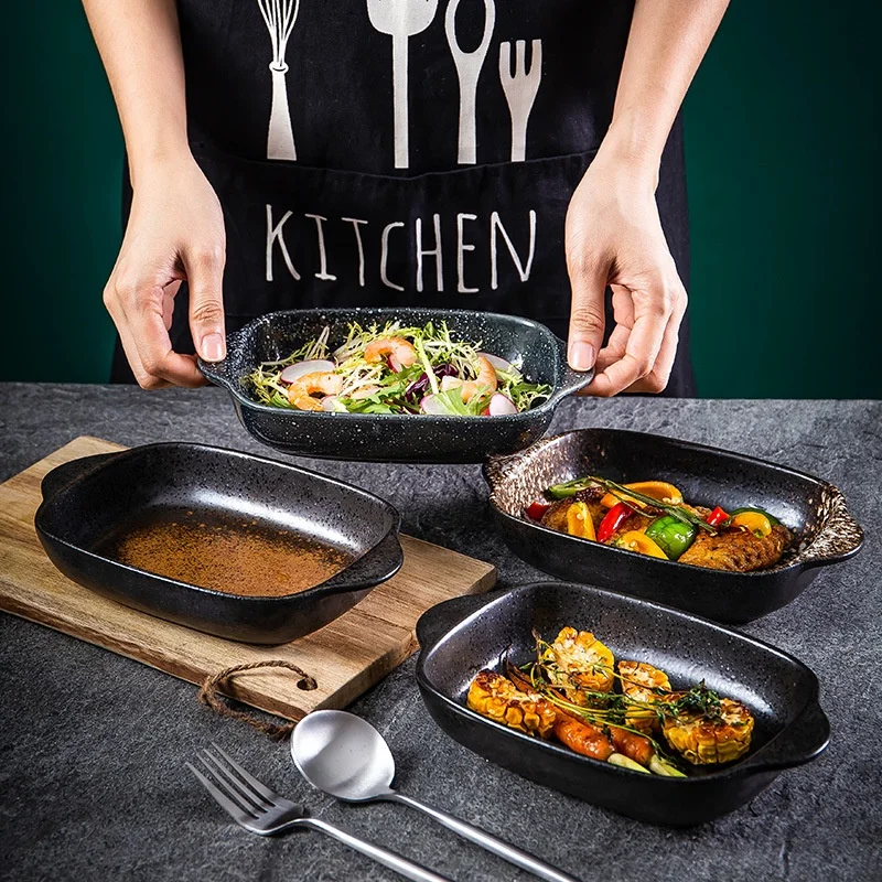High Quality Black Color Oven Use Ceramic Baking Tray Non Stick For Kitchen