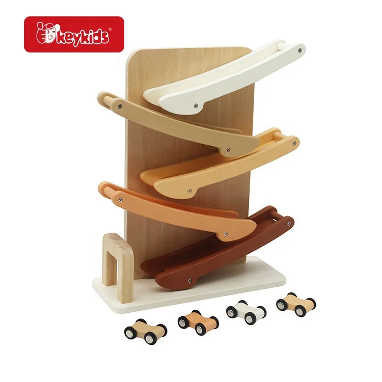wholesale 5 level kids wooden track car with 4 cars W04E446