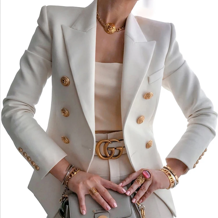Fall and winter fashion 2021 woman blazer casual women blazer white black elegant ladies blazer
