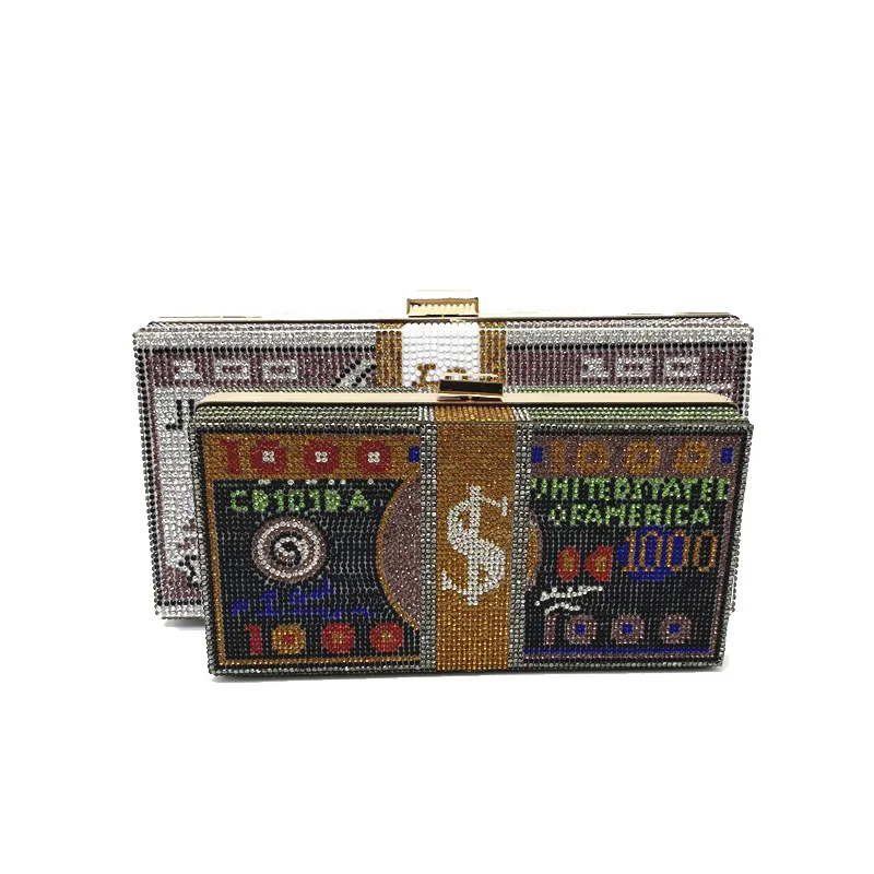 hot selling sequin dinner diamond high quality evening bags bling ladies money dollar clutch purse