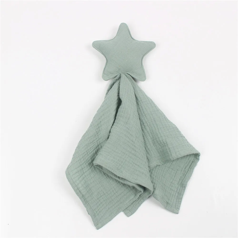 100% organic cotton newborn lovey comforter hug muslin security blanket star moon
