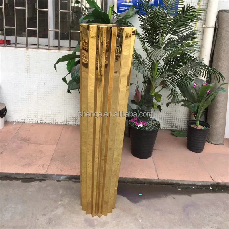 Modern home large gold flower pot indoor decorative floor vases for wedding center piece