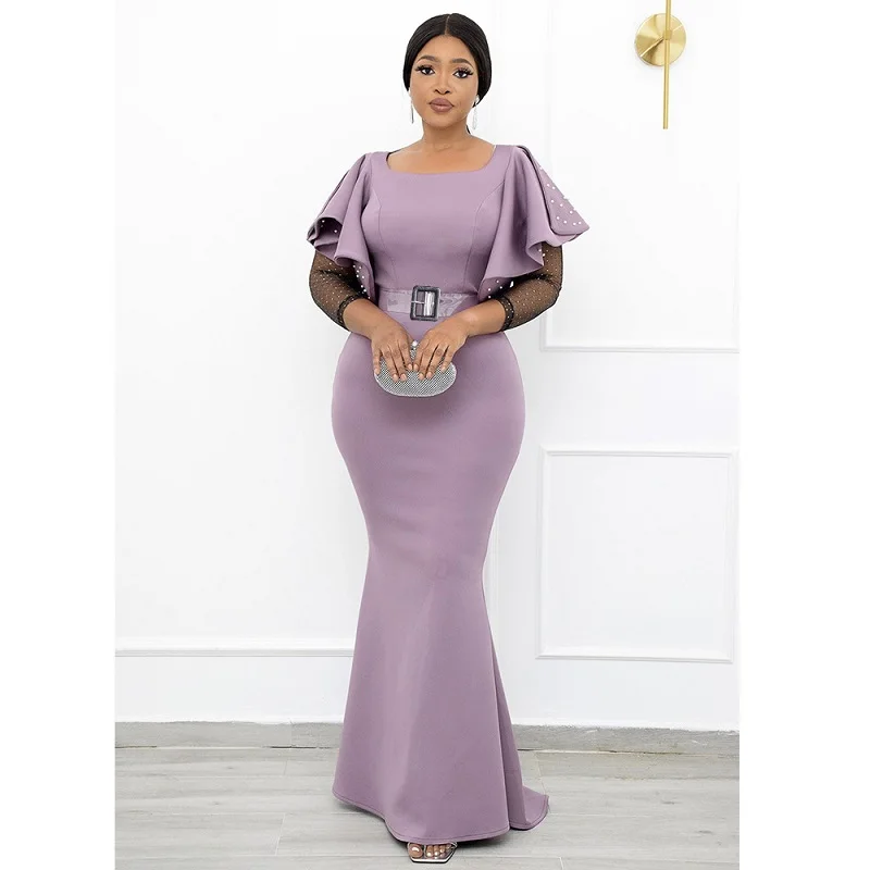 NEW 2022 Beading puffer sleeve bodycon slim fit hip fat size women party dress