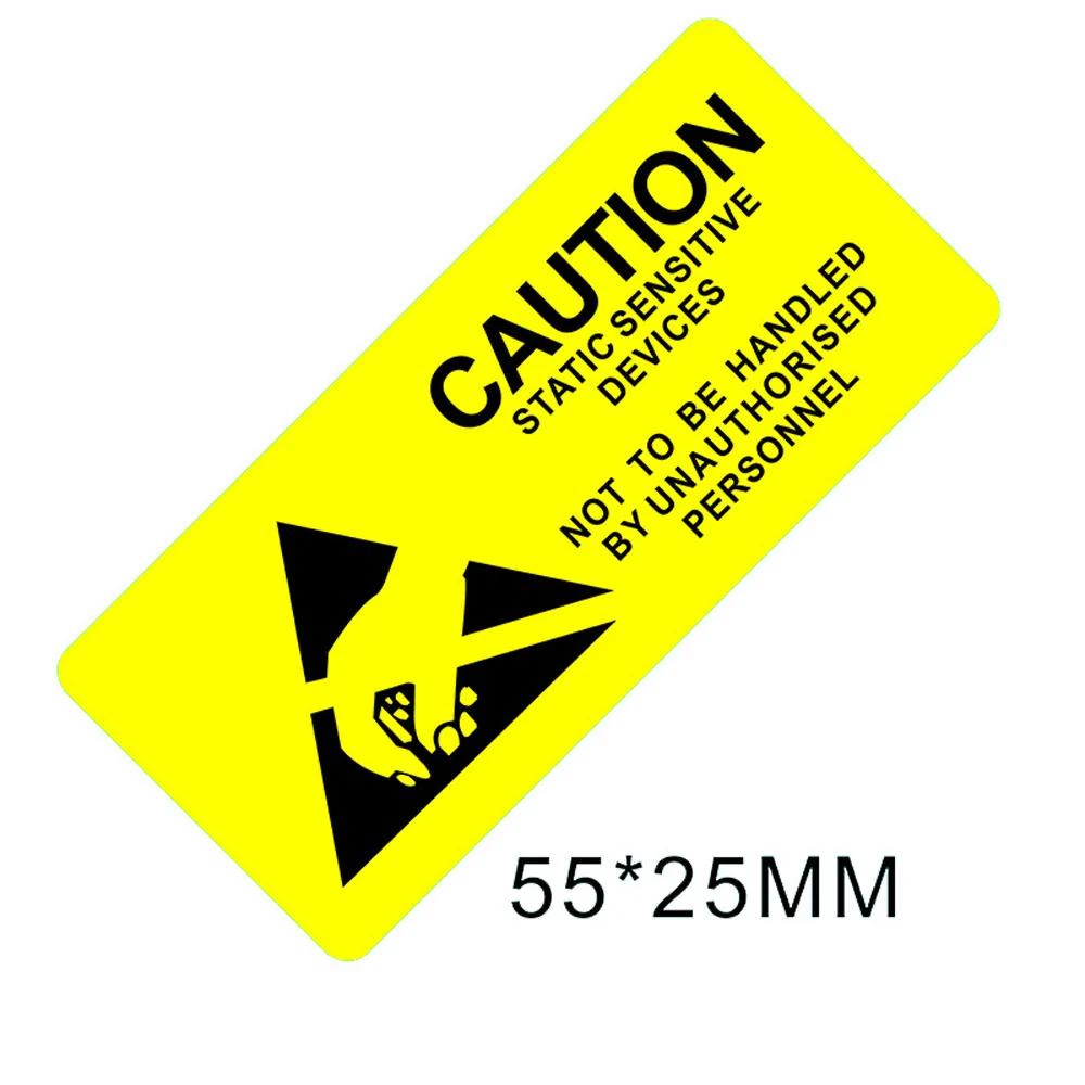 Self Adhesive Yellow Anti-static Warning Label ESD Caution Stickers Electrostatic Sensitive Static Warning Label
