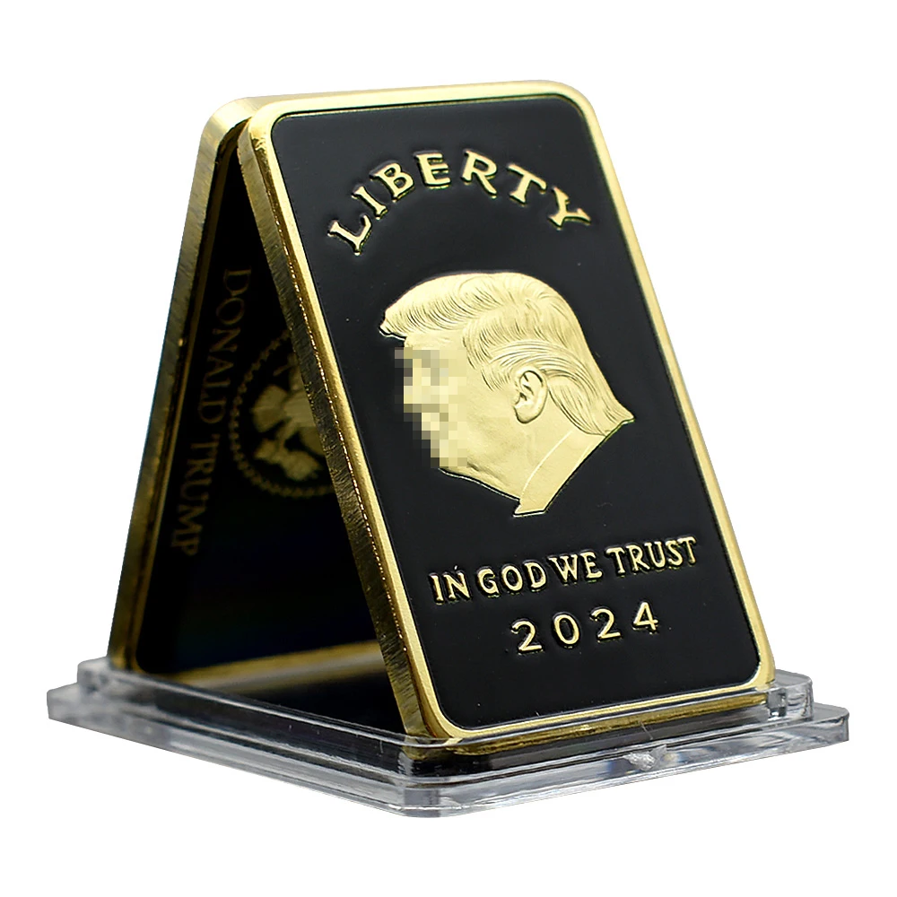 2024 US Trumps Gold Bars Metal Gold Plated Commemorative Badge Challenge Coin Collection Fan Gift Customized Wholesale