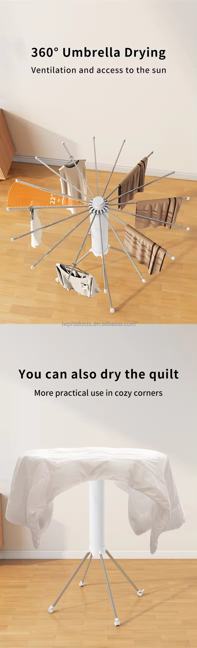 Standing Clothes Hanger Home Garment Hat Hanging Rack Rotating Adjustable Octopus Tripod Clothes Drying Racks