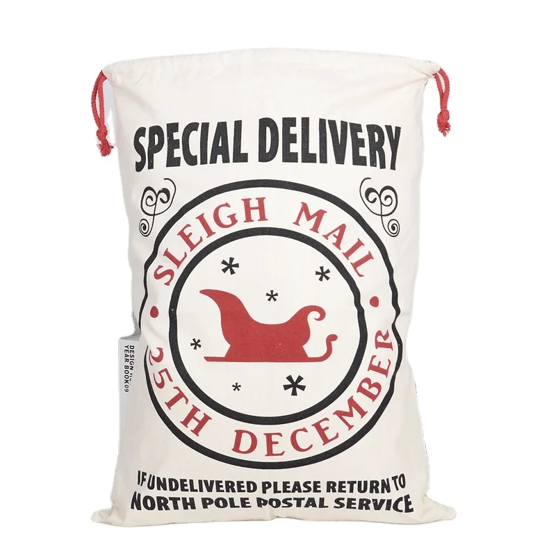 Direct Factory Sale New Style Christmas Gift Bag Sublimation Santa Sack Canvas Material for Festivals