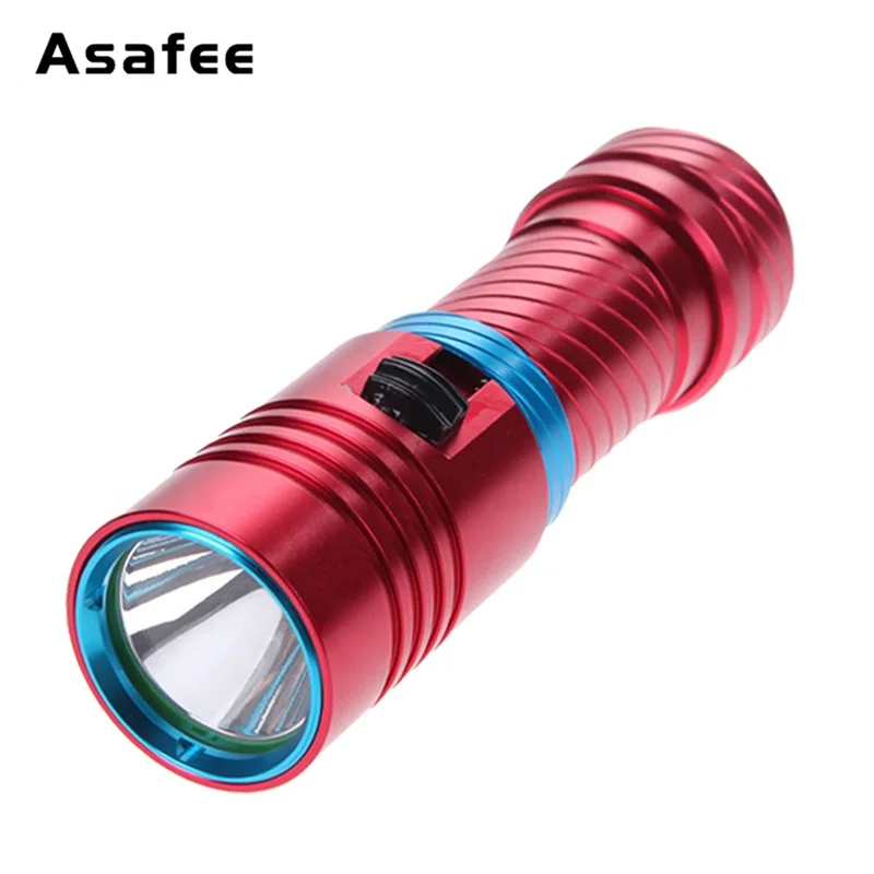 mini led diving Light Torch 1000LM XM-L2  spearfishing yellow color beam 18650 26650 rechargeable dive light flashlight