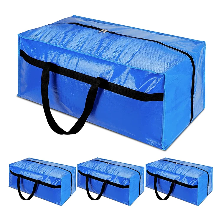 Waterproof pp woven heavy duty extra large moving storage bags with with backpack straps strong handles & zippers