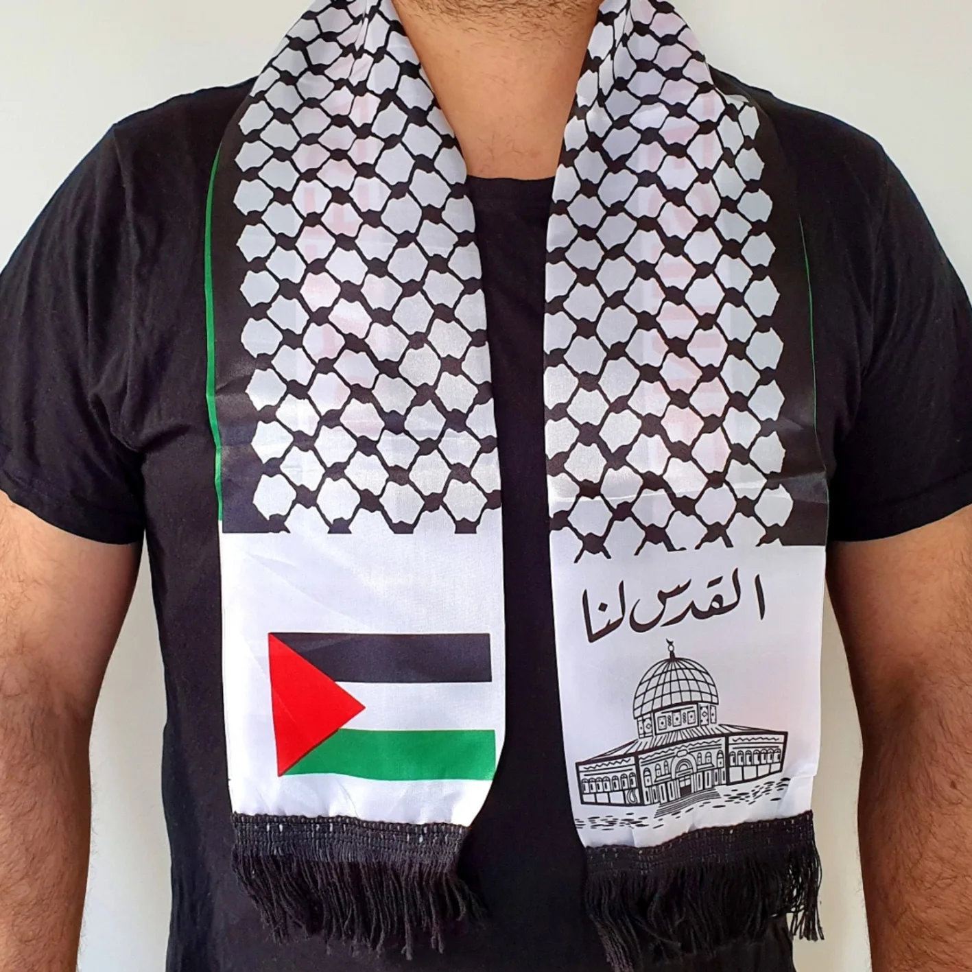 Hannuo Factory 100% Polyester National Flag Scarf  Palestine Flag Scarf Shawls for Promotion