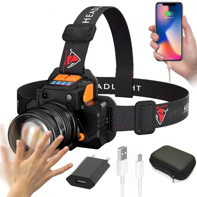 Motion Sensor Headlamp T8/L9 Head Lamp USB Rechargeable Headlight Outdoor Camping Light Head Torch With Battery