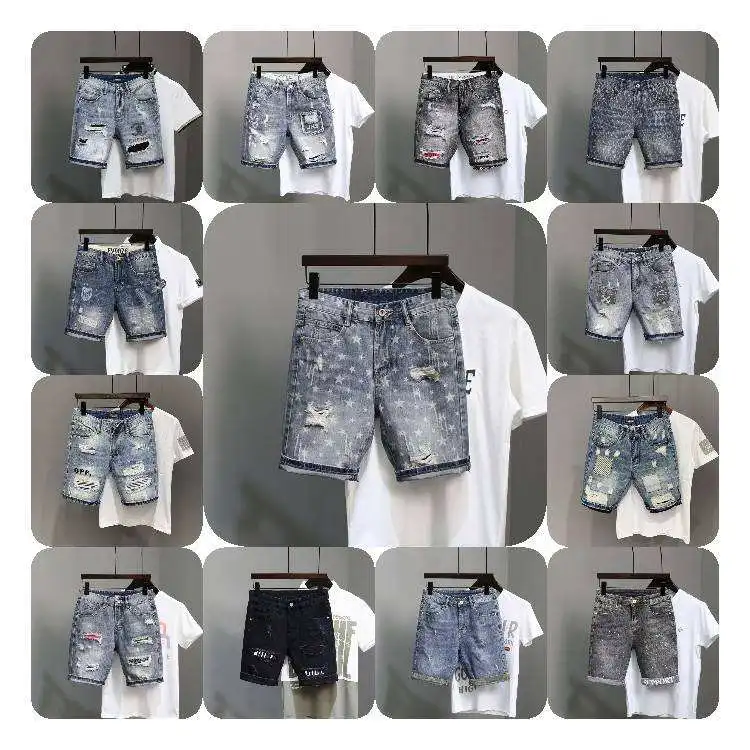 Customized Mens Loose Shorts Summer Streetwear Vintage Shorts Mens Fashion Casual Printed Loose Denim Jeans Shorts