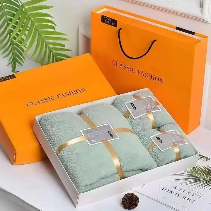 High Quality Microfiber Coral Fleece Absorbent Bath Baby Towel Sets Luxury Large Gift Towel Set for Hair Swimming Face Hand