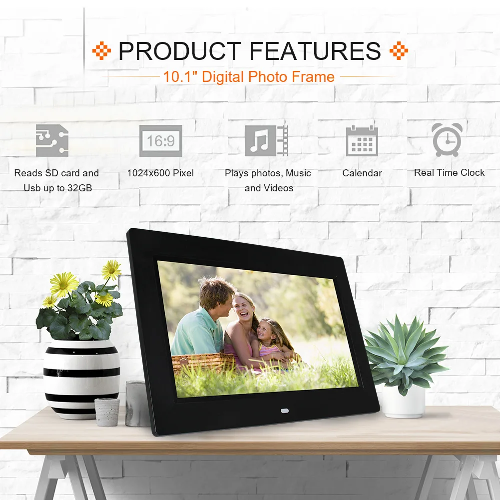 Vertical Horizontal Display Electronic Photo Frame High Resolution 10 Inch LED IPS Screen Rotate Wooden Digital Art photo Frame