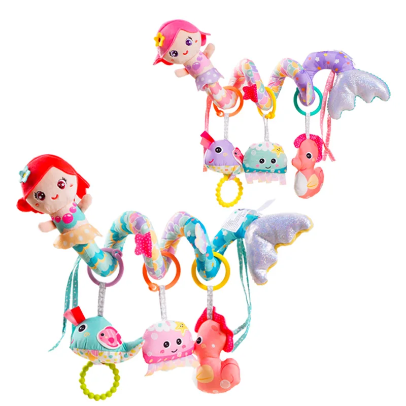 Hot Newborn Crib Car Seat Stroller Infant Sensory Toys Colorful Baby Animal Bell Soft Hanging Rattles Teether  Made Plastic