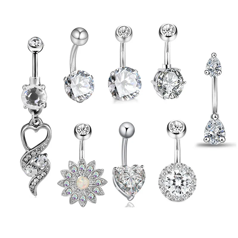 ZF Hot Wholesale Belly Button Ring Surgical Steel Belly Rings Hypoallergenic Belly Piercing Jewelry for Women Girls