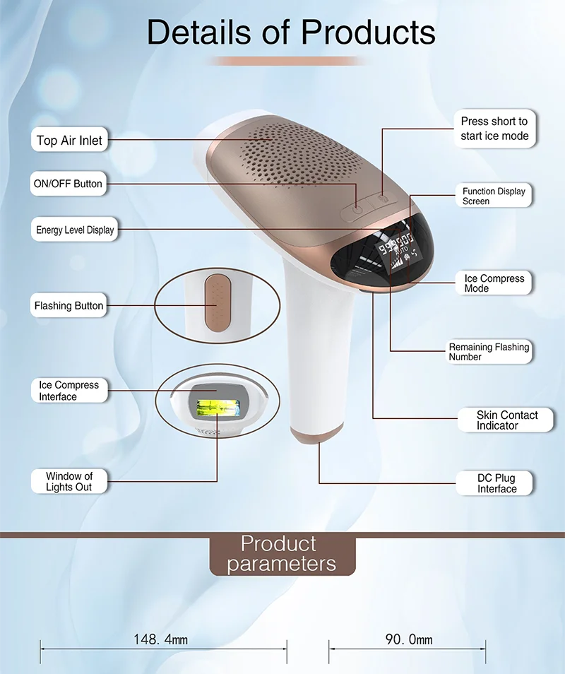 BEPERFECT Multifunctional Hand Held Portable Skin Rejuvenation Face Body Professional Laser Hair Removal Machine