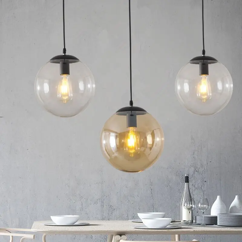 Factory Wholesale Customized Hand Blown Pendant Light Cover Round Replacement Glass Lamp Shades