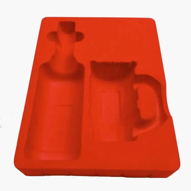 Сделанные на заказ пластиковые лотки PS флокированные/флокирующие лотки цветной блистерный лоток для косметической фурнитуры для вина