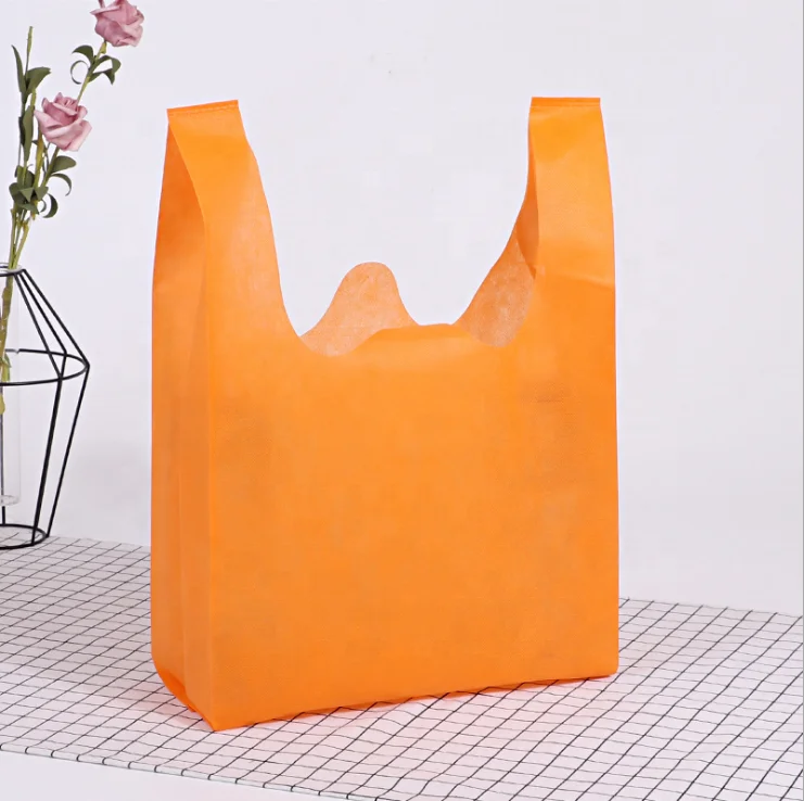 Wholesale Non woven vest bag supermarket shopping bag non woven t shirt custom logo bags packaging