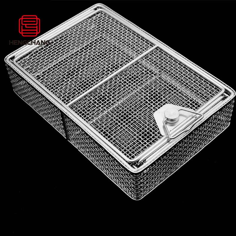 surgery instrument basket welded wire mesh customized size with lik an lock metal basket