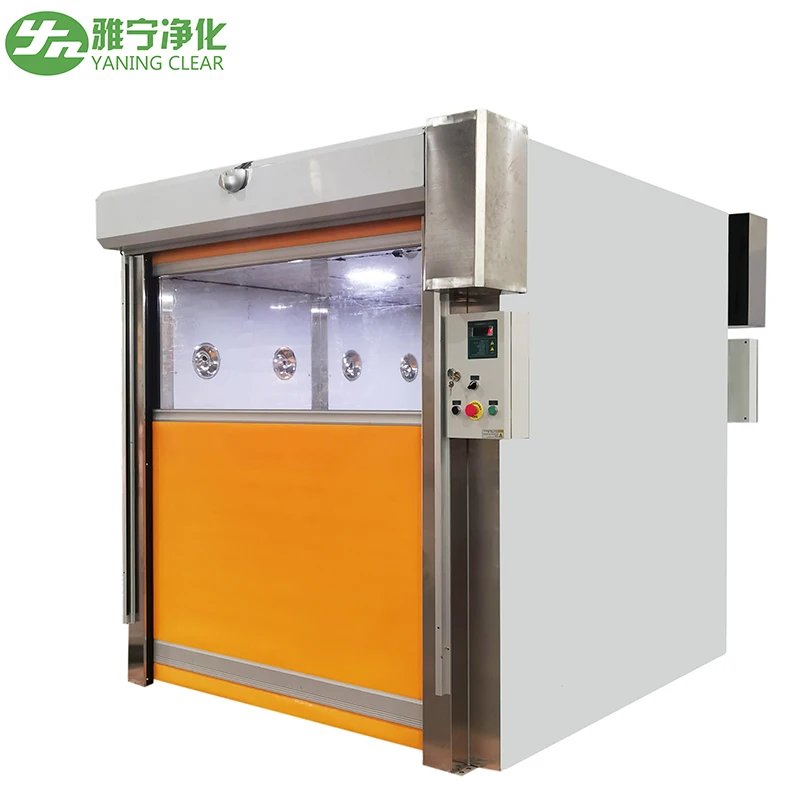 YANING Infrared Sensor PVC Roller Shutter Door HEPA Filter Goods Cargo Air Shower for Cleanroom Manufacturer