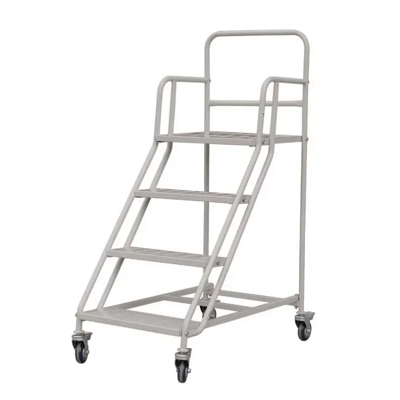 Pomelohome four step ladder multilayer ladder steel aluminum step ladder with wheels