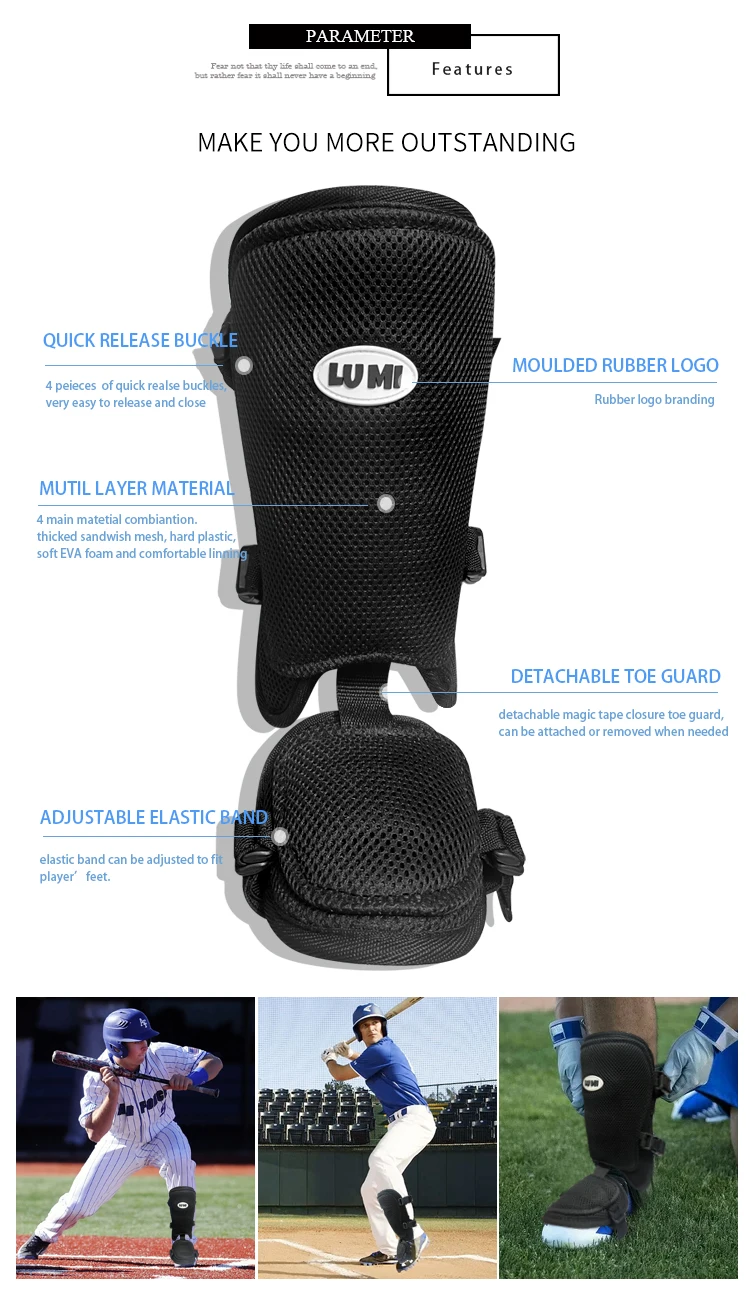 Sports Baseball Leg Guard  Adult Shin and Foot Shield for Batting Protective Leg and Ankle Guard with Toe Plate