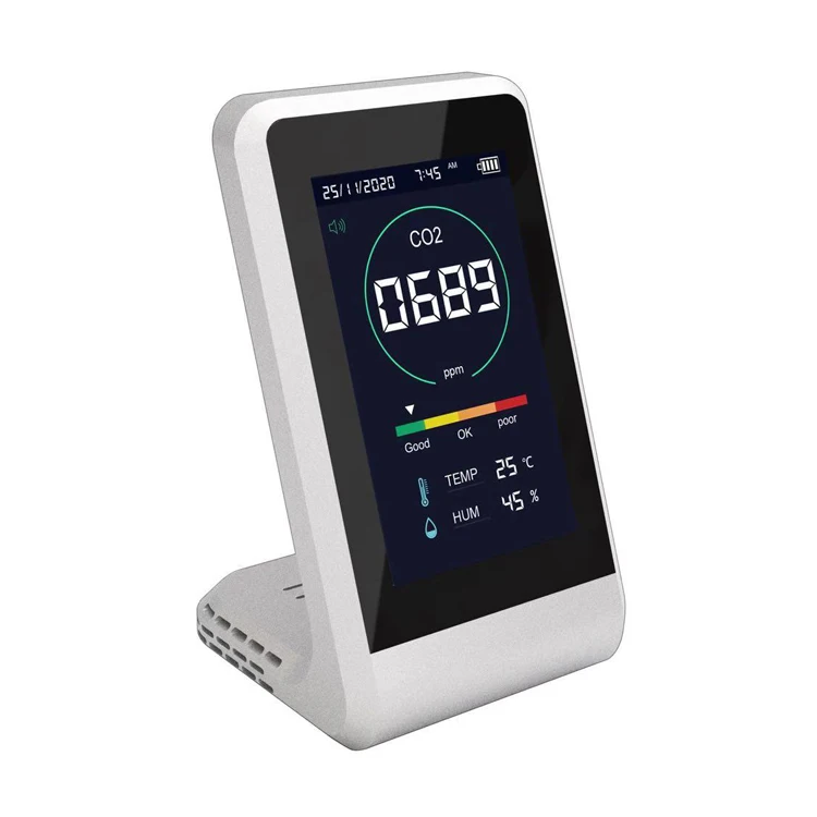  Air Quality Co2 Test Carbon Dioxide Meter Gas Detector Temperature Humidity Usb Recharge Monitor