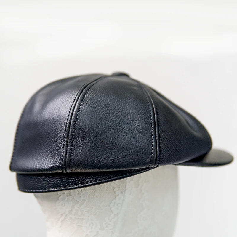 NAFA Custom Golf Leather Hat Men Women Vintage leather octagonal women beret hat