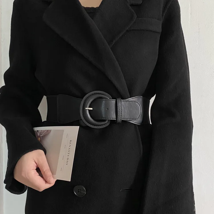 Women Fashion Leather Wide Belts For Coat Dress Decoration Vintage Ceinture Femme Pin Buckle Waist Seal Belt For Ladies