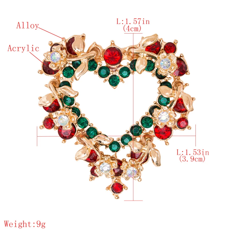 
Christmas Brooches for Girls Gift Cute Color Rhinestone Brooch Pins 